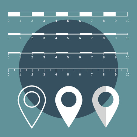 Map scales graphics for measuring distances. Scale measure map vector. Latitude and longitude distanceのイラスト素材