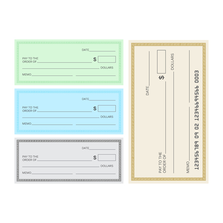 Blank check template. Check vector template. Banking check templateのイラスト素材