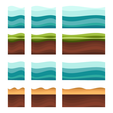 Seamless grounds, soil and grass for game illustrationのイラスト素材