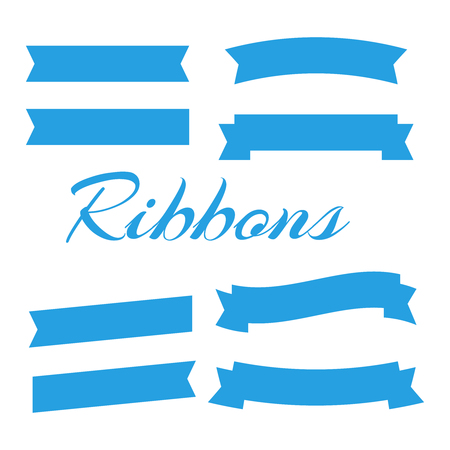 Flat vector ribbons banners flat isolated. Ribbons bannersのイラスト素材