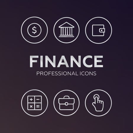 Finance thin icons line style vector.のイラスト素材
