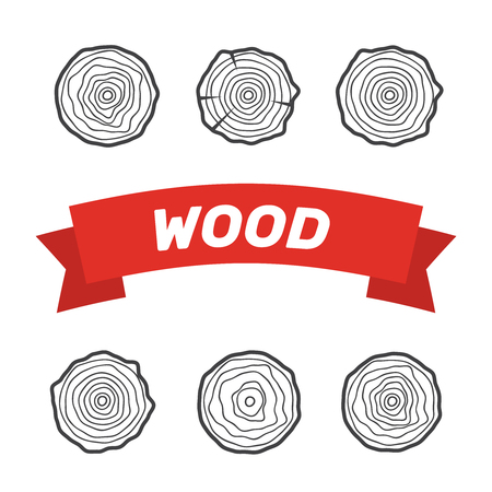 Tree rings icons vector illustration. Abstract age annual. Circle tree backgroundのイラスト素材