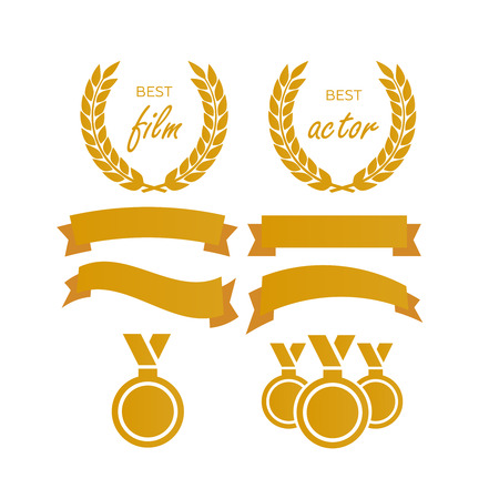 Gold award laurel wreath. Winner triumph and success vector laurelのイラスト素材