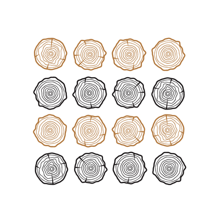 Abstract age annual circle tree background. Tree rings vector setのイラスト素材