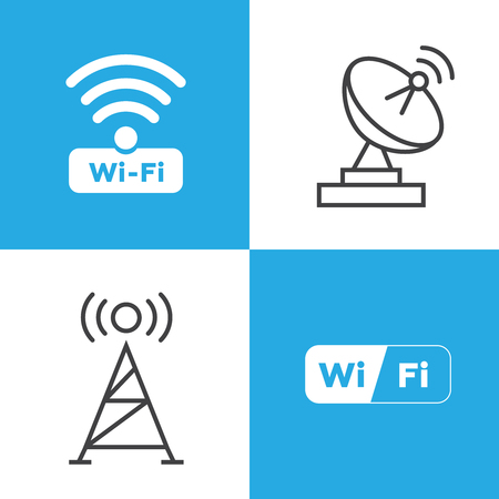 Wireless and wifi icons. Wireless Network Symbol wifi icon. Wireless and wifi vectorのイラスト素材