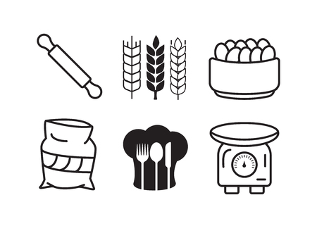 Baking food ingredients and kitchen tools set. Baking ingredientsのイラスト素材