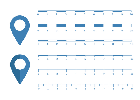 Map scales graphics for measuring distances. Scale measure map vector. Latitude and longitude distanceのイラスト素材