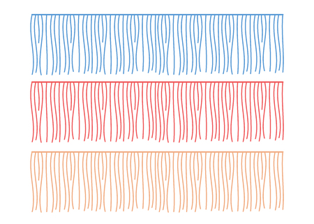 Fringe rows vector garments component. Brush border tassel, trimのイラスト素材