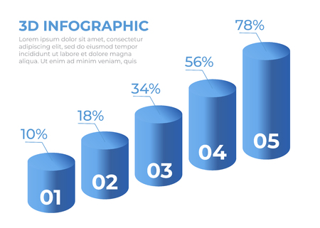 Statistics 3d graph bar chart. Infographic steps and options. Chart and graph presentationのイラスト素材