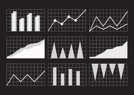 Graphs and charts set. Statistic and data, information. Graphs and charts abstractのイラスト素材