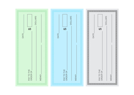Blank check template. Check vector template. Banking check templateのイラスト素材