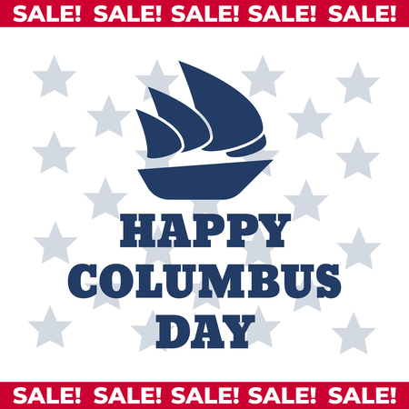 USA Columbus Day celebrate banner with Columbus Ship. Lettering text Happy Columbus Dayのイラスト素材