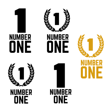 Number one retro labels. Set of one number. First place badgeのイラスト素材