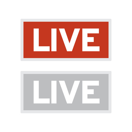 On air glowing sign. Live tv or radio light vector symbol. Live tv and radio broadcast illustrationのイラスト素材