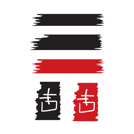 Ink japanese calligraphy brushes. Japanese paint stroke vector illustrationのイラスト素材