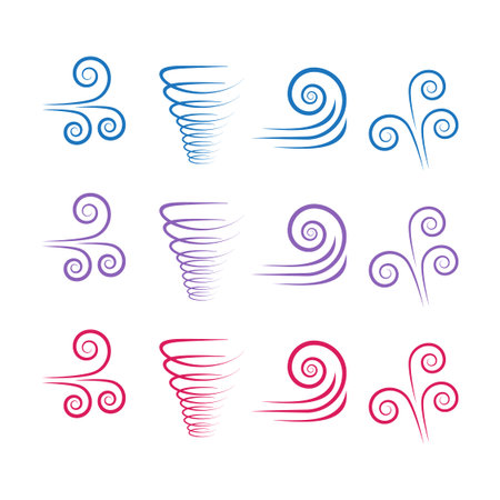 Wind icons. Climate and motion icons. Air vector symbolのイラスト素材