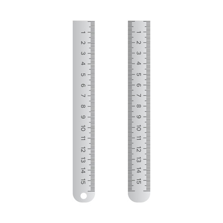 Metallic school rulers. Ruler centimeter, millimeter, decimeter vector illustrationのイラスト素材