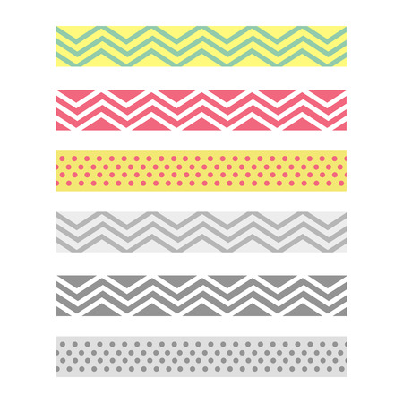 Scotch with geometric pattern. Tape for scrapbook vector setのイラスト素材