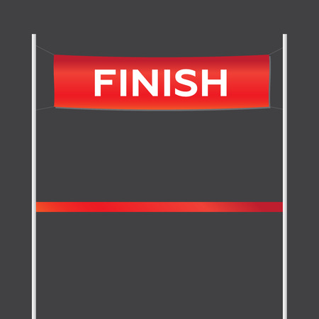 Finish line with red textile banner. Finish line victory bannerのイラスト素材