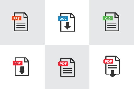 PDF file download icon. Document text, symbol web format informationのイラスト素材