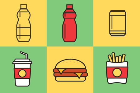 Junk food icon. Breakfast background burger vector. Junk food vector illustrationのイラスト素材