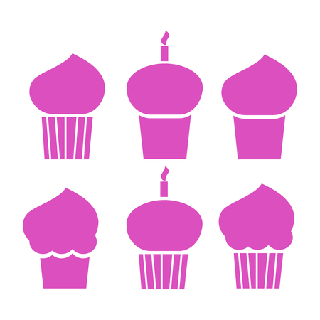 Cupcake vector icons. Dessert cupcake baking signsのイラスト素材