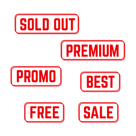 Stamp and badge set. Sold out and promo background stampの写真素材