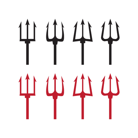 Trident silhouette pitchfork weapon. Devil trident vector illustrationのイラスト素材