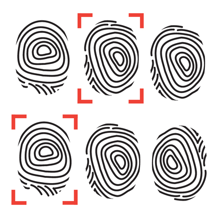 Fingerprints identity scan. Security biometric vector icons.のイラスト素材