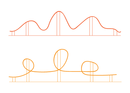 Roller coaster silhouettes. Rollercoaster park rollers vector.のイラスト素材