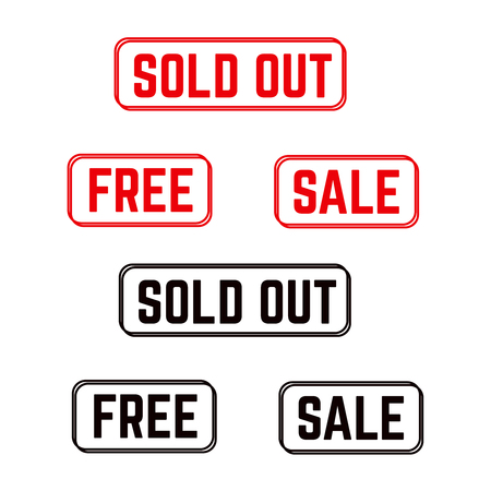 Stamp and badge set. Sold out and promo background stampのイラスト素材