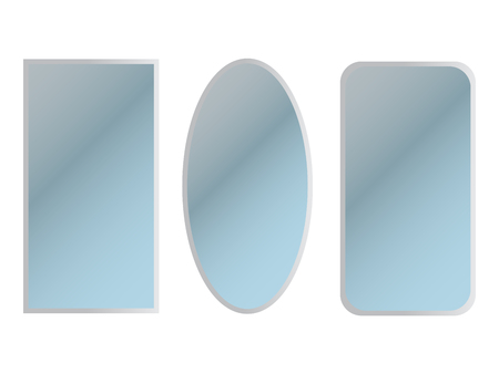 Vector realistic mirrors. Mirror frames or mirror decor vectorのイラスト素材