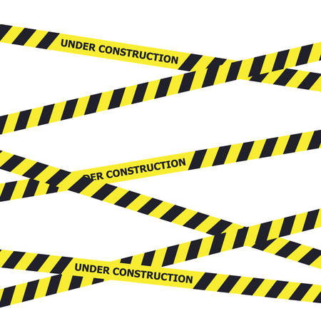 Caution and danger ribbon over white background. Warning tape bannerのイラスト素材
