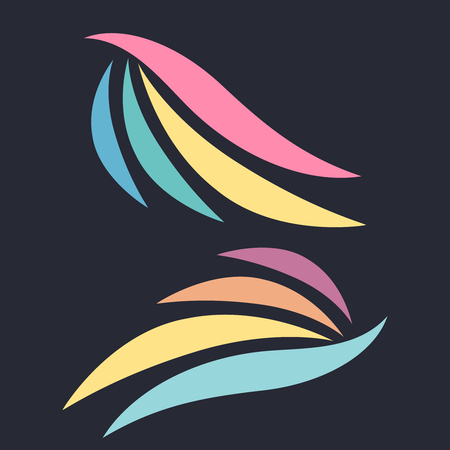 Set of heraldic wings or angel wings drawn. Angels and birds winged labelsのイラスト素材