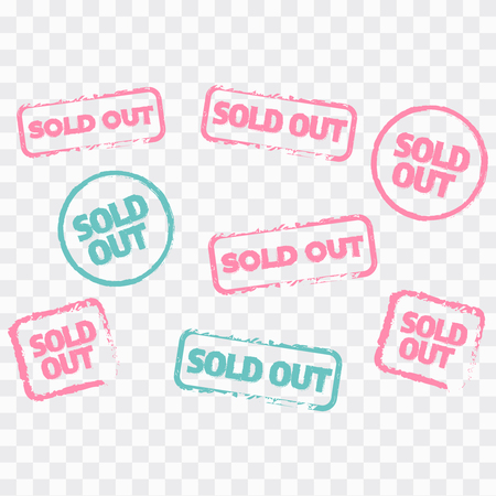 Sold out stamps grunge texture. Colored sold out grunge stampのイラスト素材