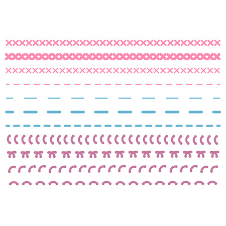 Detail stitched vector patterns. Sewing seams pattern.のイラスト素材