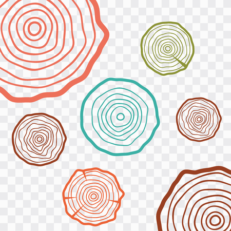 Abstract age annual circle tree background. Tree rings vector setのイラスト素材