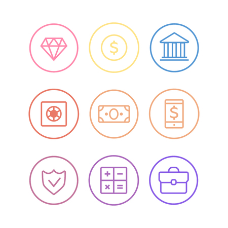 Financial stock icons. Money and finance vector iconsのイラスト素材