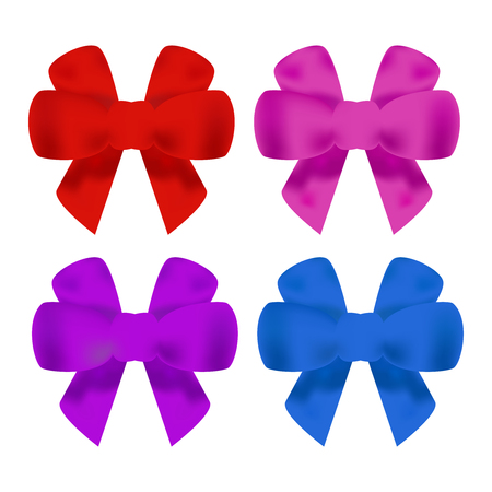 Red bow and ribbon isolated. Set of red gift bows with ribbonsのイラスト素材