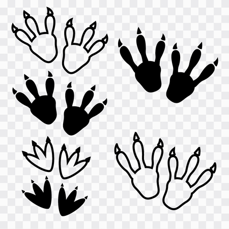 Dinosaur footprint tracks vector set illustration. Dinosaur footprint vectorのイラスト素材