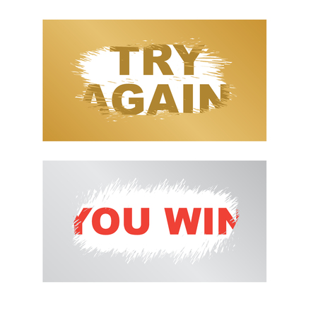 Letters scratch and win. Scratch marks. Scratch card game and win. Lottery scratch and win game card background.のイラスト素材