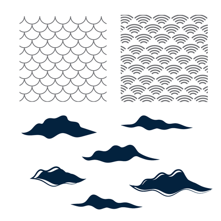 Japanese inspired pattern vector. Sea japan pattern vectorのイラスト素材