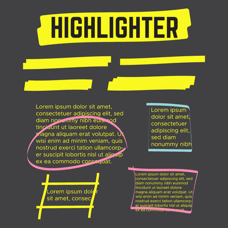 Marker marks. Yellow marker text selection vectorのイラスト素材