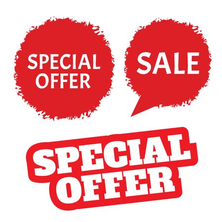 Special Offer grunge red. Vector badge template. Exclusive offerのイラスト素材