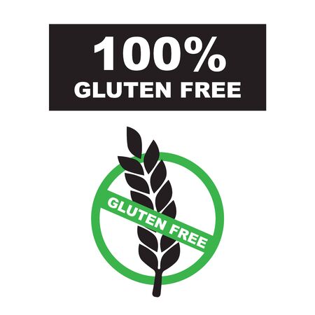 Gluten free label. Food icon. White gluten free signのイラスト素材