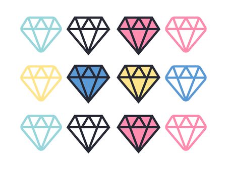 Diamond icons set. Diamond sign set. Brilliant vector iconのイラスト素材