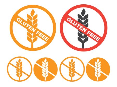 wheat gluten free grain vector icon. 100% Gluten Free sticker for foodのイラスト素材