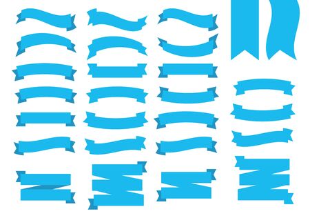 Blue Ribbons Banners. Flat blue ribbons set vectorのイラスト素材