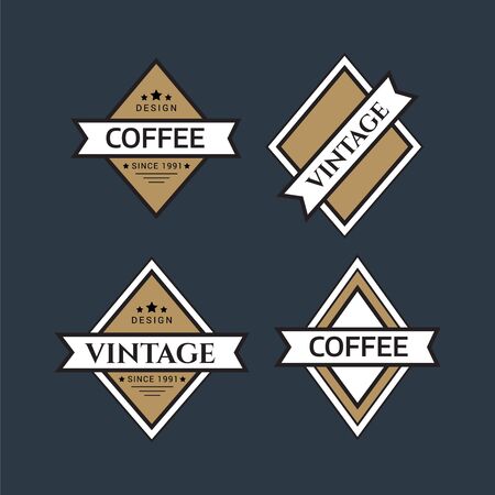 Retro style golden typographic logo. Vintage Logo set, retro design elements.のイラスト素材