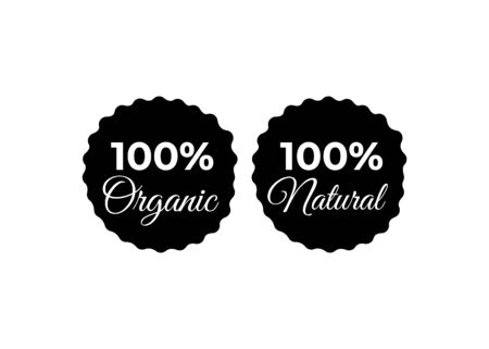Seal stamp food. Organic 100% food seal. Natural food stampのイラスト素材